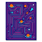 Cosmic Maze Playful Circuit Stars Rug