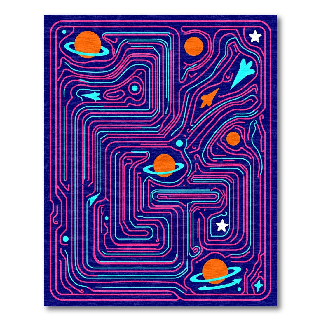 Cosmic Maze Playful Circuit Stars Rug