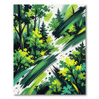 Vibrant Abstract Emerald Forest Brushstrokes Rug