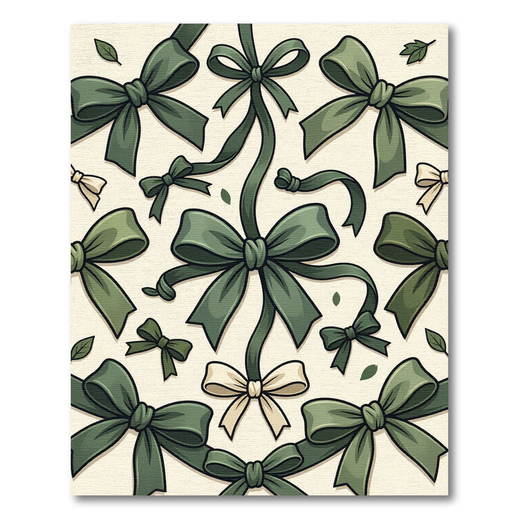 Sage Green Ribbon Bow Wallpaper Rug