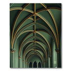 Emerald Gothic Vaulted Arch Geometry Rug
