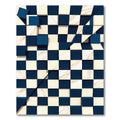 Deep Blue White Checkerboard Illusion Rug