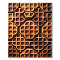 Golden Brown Geometric Waffle Grid Rug