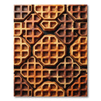 Golden Brown Geometric Waffle Grid Rug