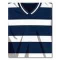 Navy and White Striped V-Neck Rug