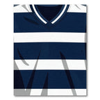 Navy and White Striped V-Neck Rug