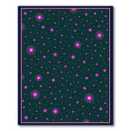 Dark Teal Magenta Starburst Field Rug
