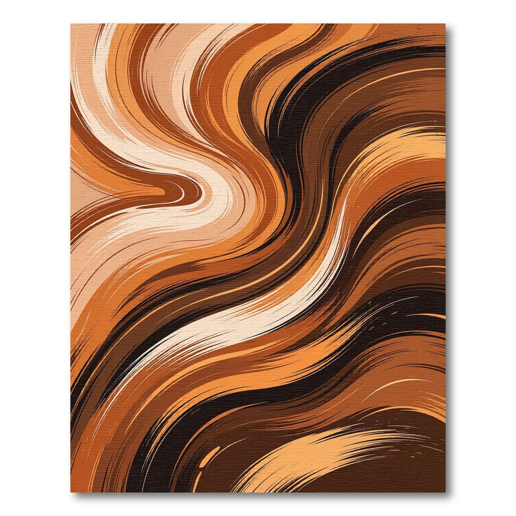 Abstract Earthen Caramel Flowing Swirls Rug