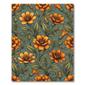 Vibrant Orange Floral Vine Rug