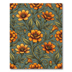 Vibrant Orange Floral Vine Rug