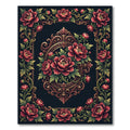 Elegant Crimson Peony Medallion Border Rug
