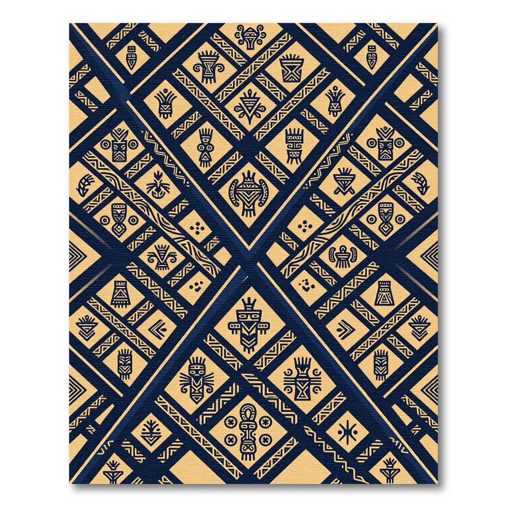 Navajo Inspired Dark Blue Terra Cotta Medallions Rug