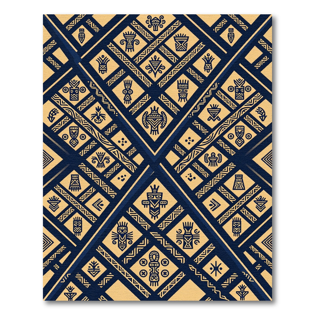 Navajo Inspired Dark Blue Terra Cotta Medallions Rug