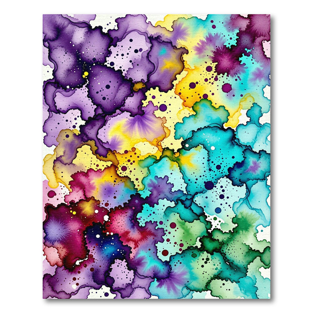 Vibrant Watercolor Ink Splatter Flow Rug