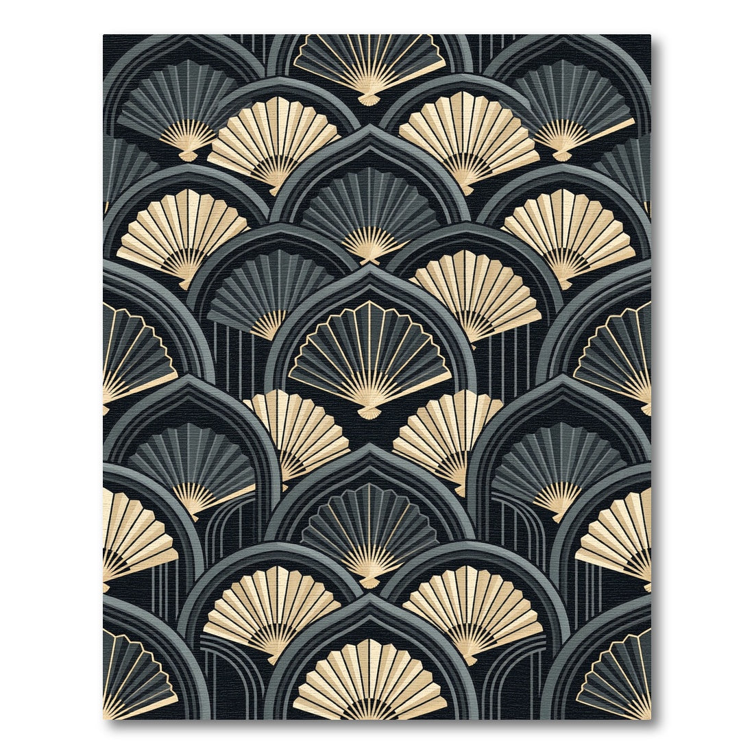 Gold Fan Archway Art Deco Rug