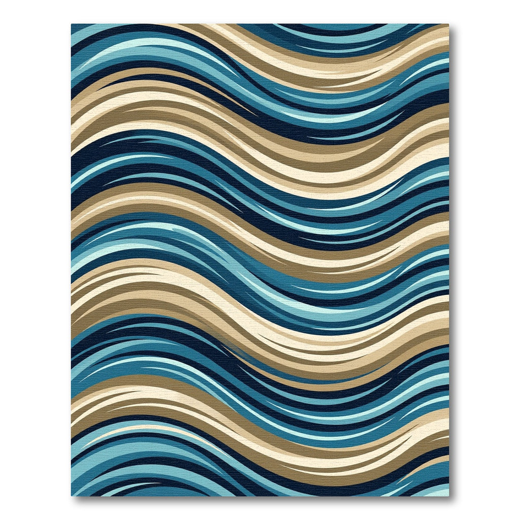 Abstract Navy Blue Golden Swirl Rug