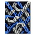 Abstract Blue White Geometric Staircase Illusion Rug