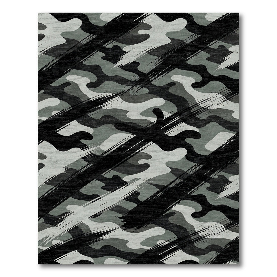 Bold Charcoal Grey Camouflage Brushstroke Rug