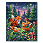 Whimsical Fox Family Forest Meadow Rug