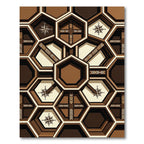 Geometric Earthy Hexagon Compass Rug