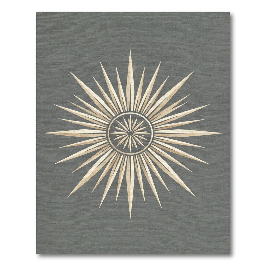 Celestial Golden Starburst Gray Medallion Rug