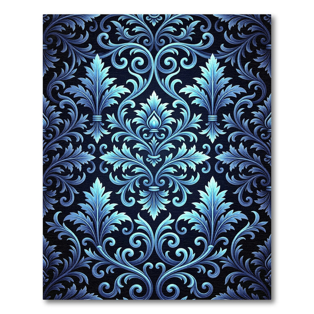 Elegant Blue Acanthus Scroll Rug