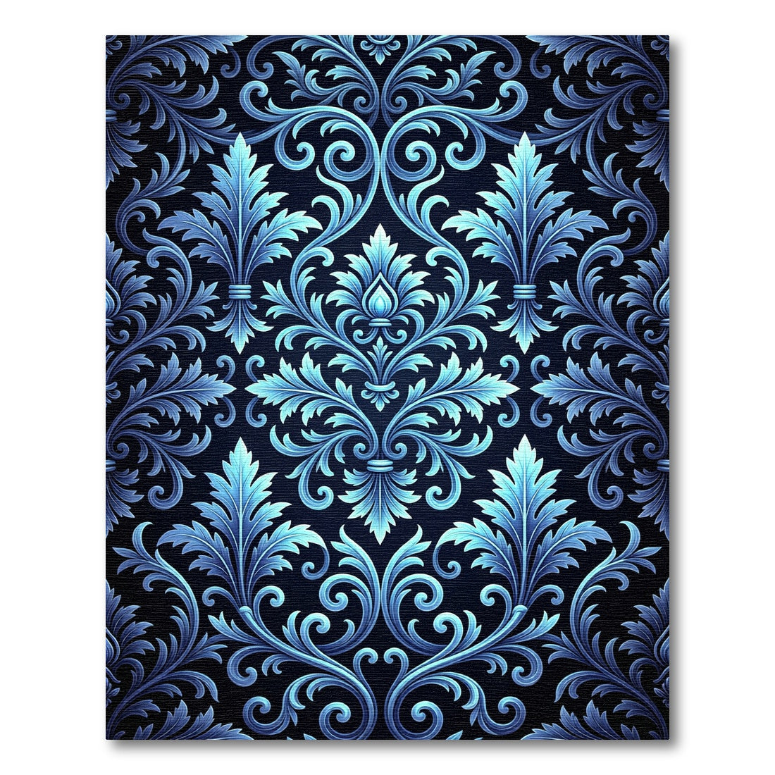 Elegant Blue Acanthus Scroll Rug