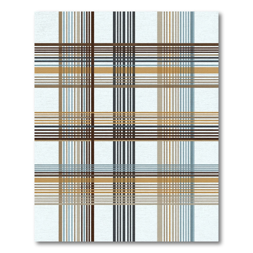 Brown Tan Blue Gridded Plaid Rug