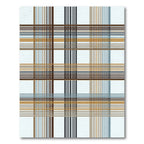 Brown Tan Blue Gridded Plaid Rug