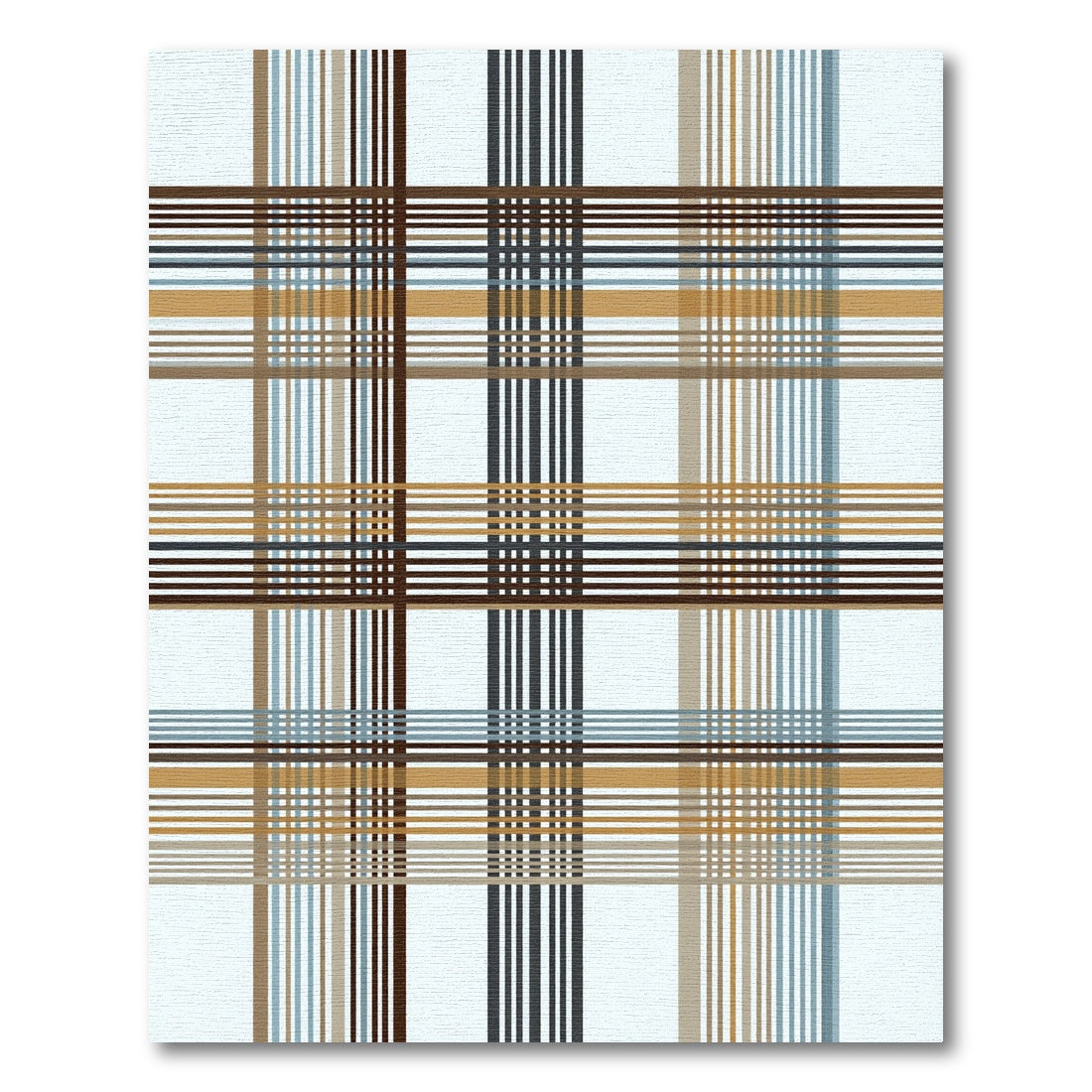 Brown Tan Blue Gridded Plaid Rug