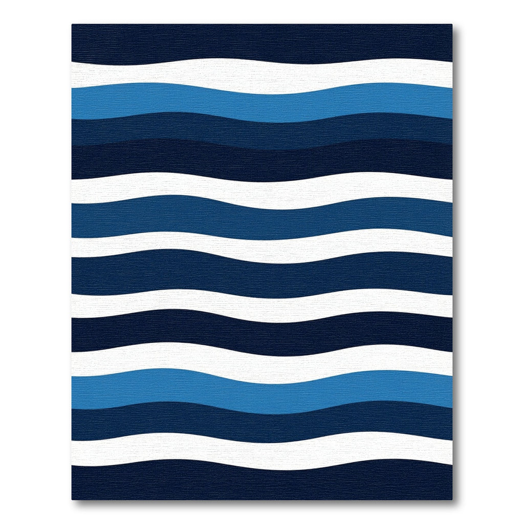 Modern Blue Wavy Striped Rug