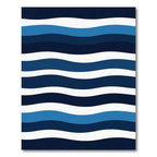 Modern Blue Wavy Striped Rug