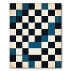 Deep Blue Checkerboard Squares Rug