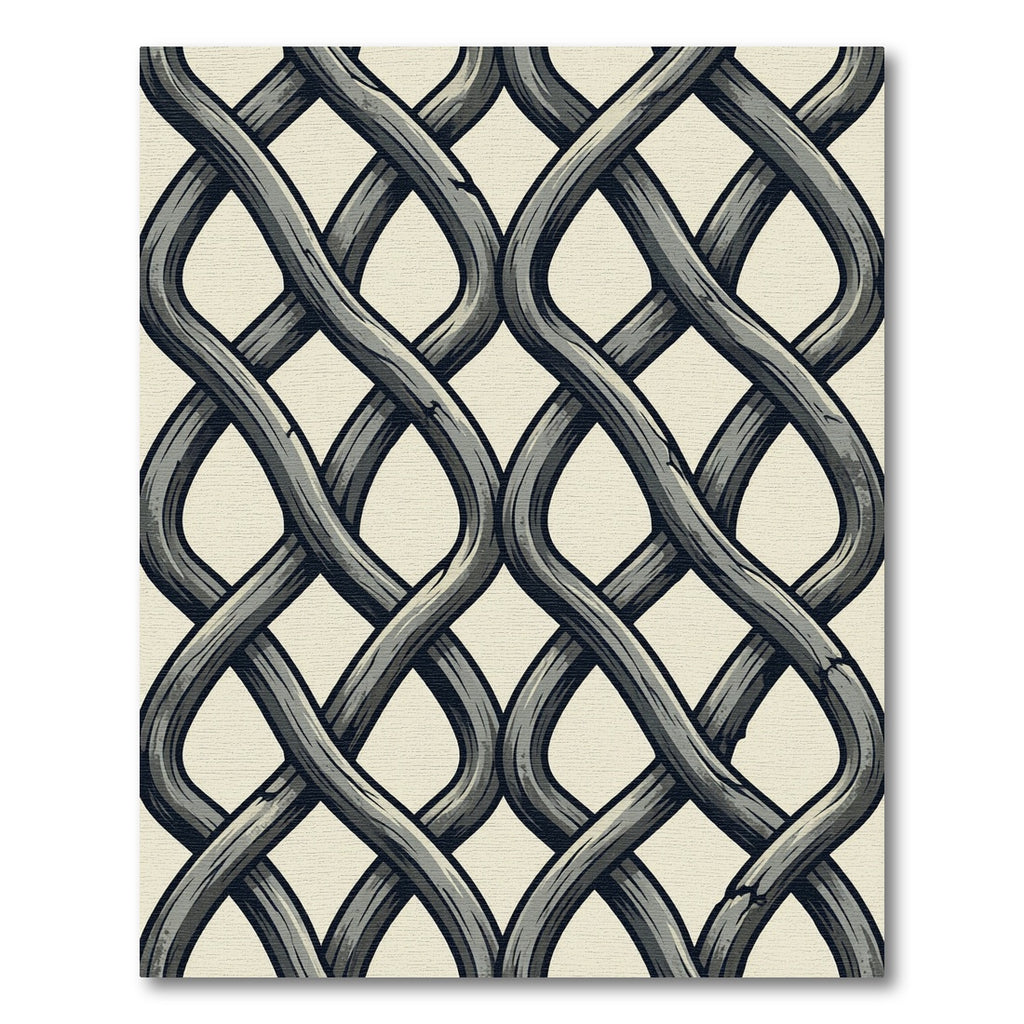 Gray Woven Interlocking Vine Rug
