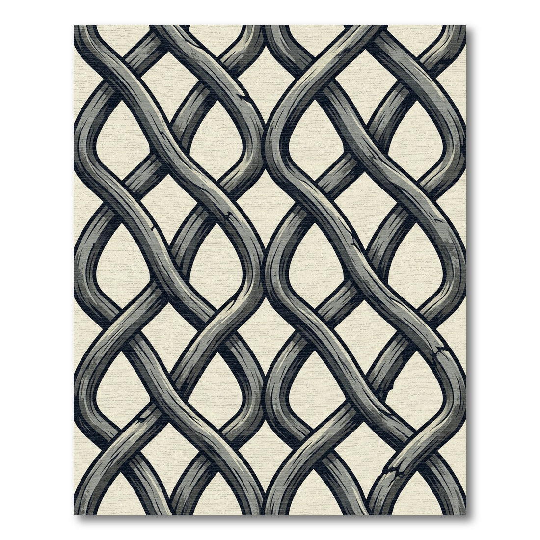 Gray Woven Interlocking Vine Rug
