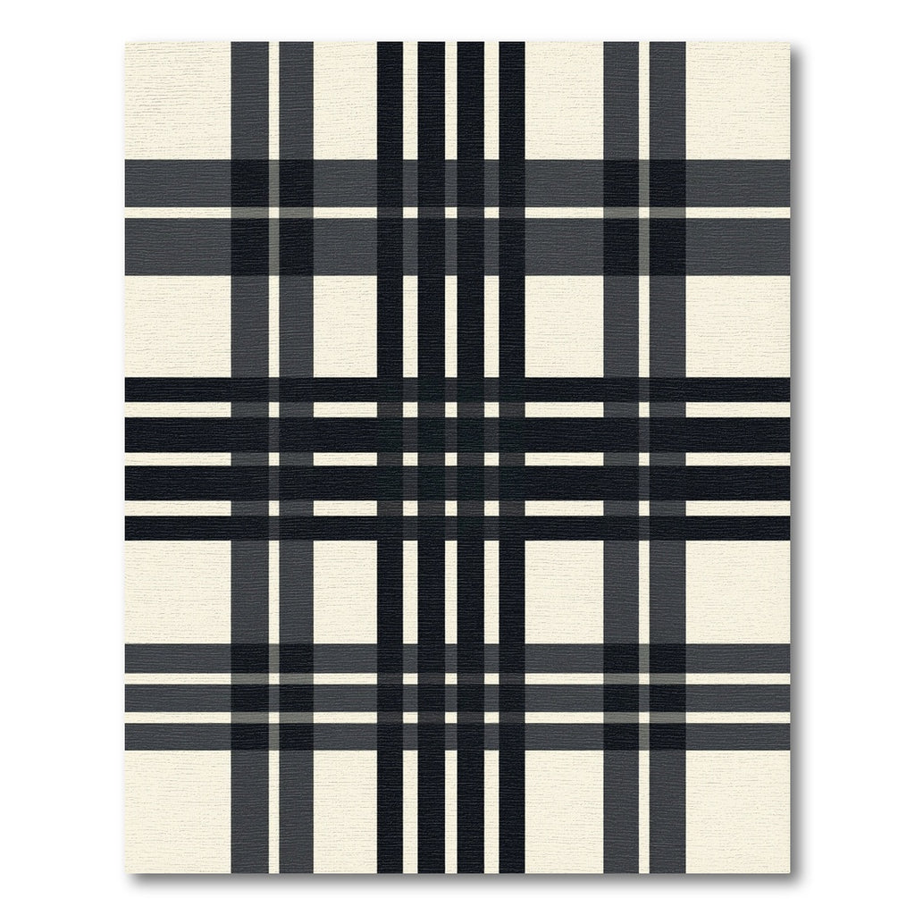 Monochrome Plaid Black Cream Grid Rug