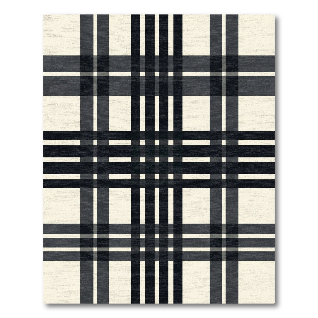 Monochrome Plaid Black Cream Grid Rug