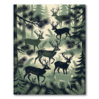 Forest Wildlife Stag Sage Green Meadow Rug