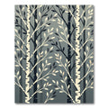 Modern Gray Birch Forest Leaves Rug