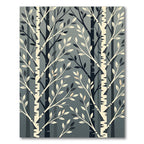 Modern Gray Birch Forest Leaves Rug