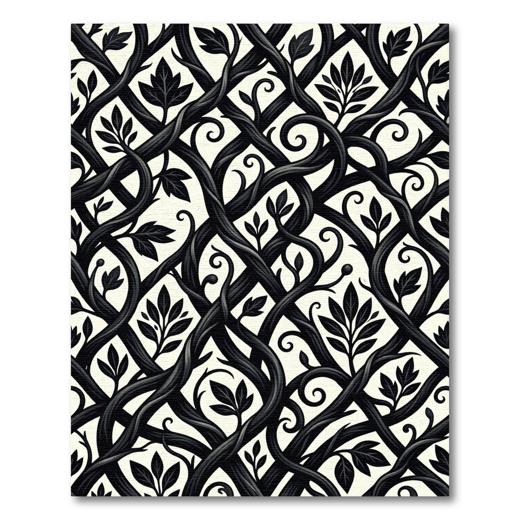 Monochromatic Entwined Vine Botanical Trellis Rug