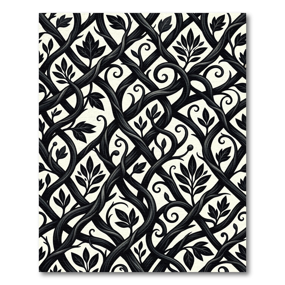 Monochromatic Entwined Vine Botanical Trellis Rug