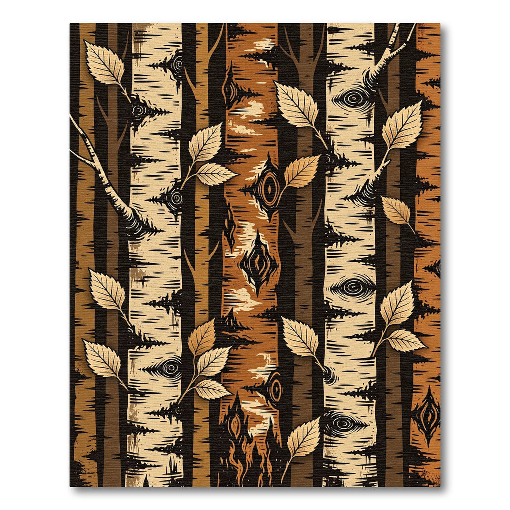 Autumn Birch Bark And Leaves Rug