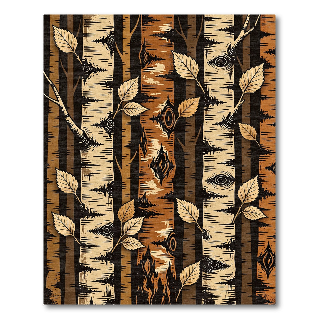 Autumn Birch Bark And Leaves Rug