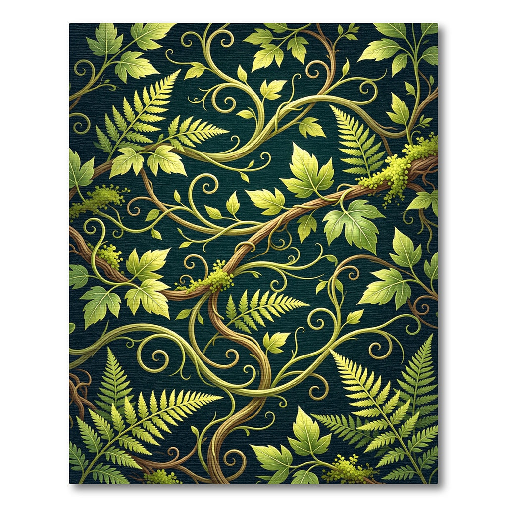 Lush Jade Fern and Vine Botanical Rug