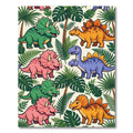 Cheerful Colorful Dinosaur Tropical Forest Scene Rug