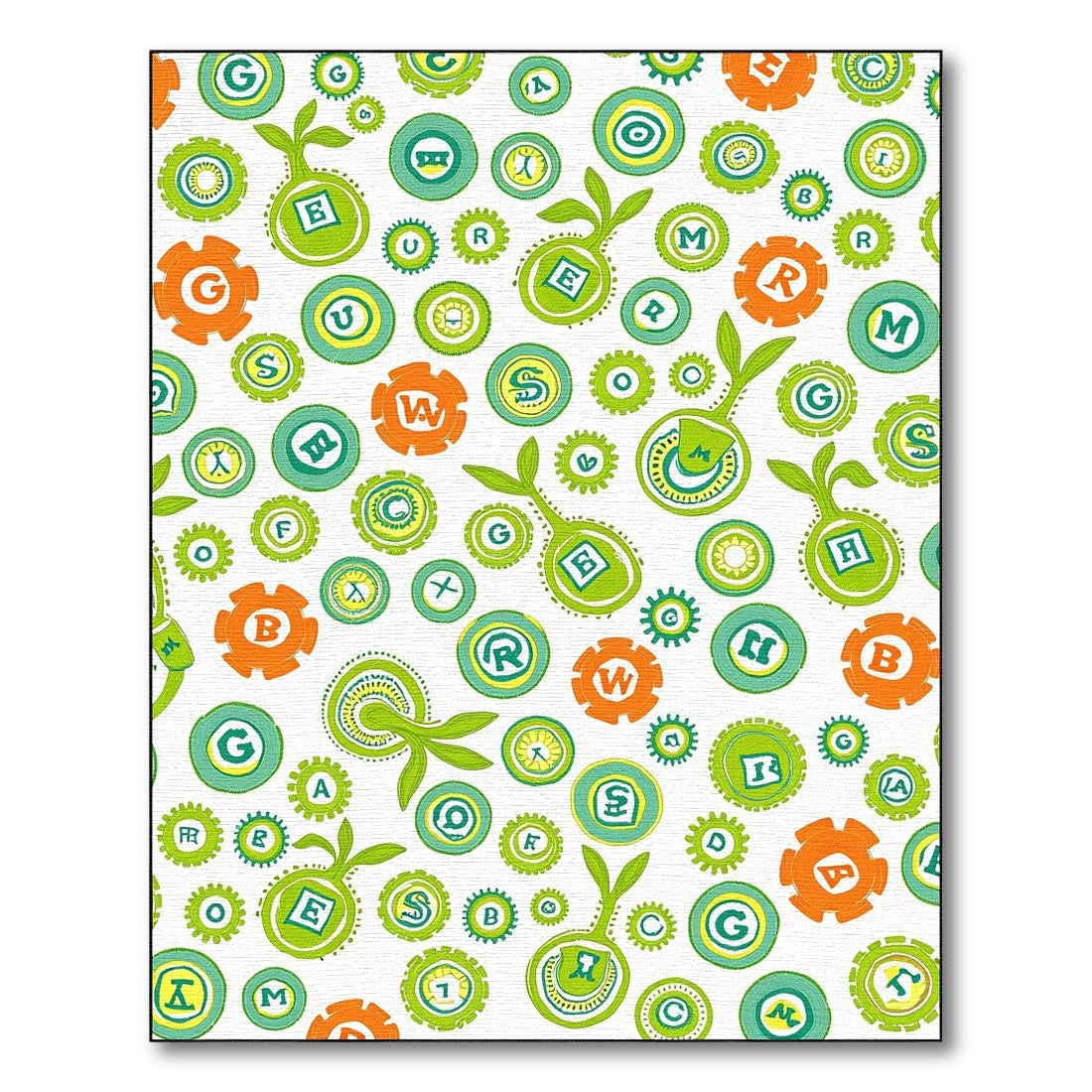 Whimsical Letter Sprouts Garden Rug