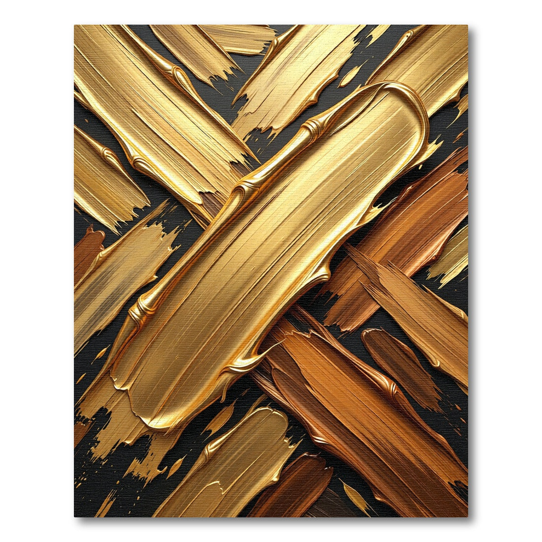 Lustrous Golden Abstract Metallic Brushstroke Rug