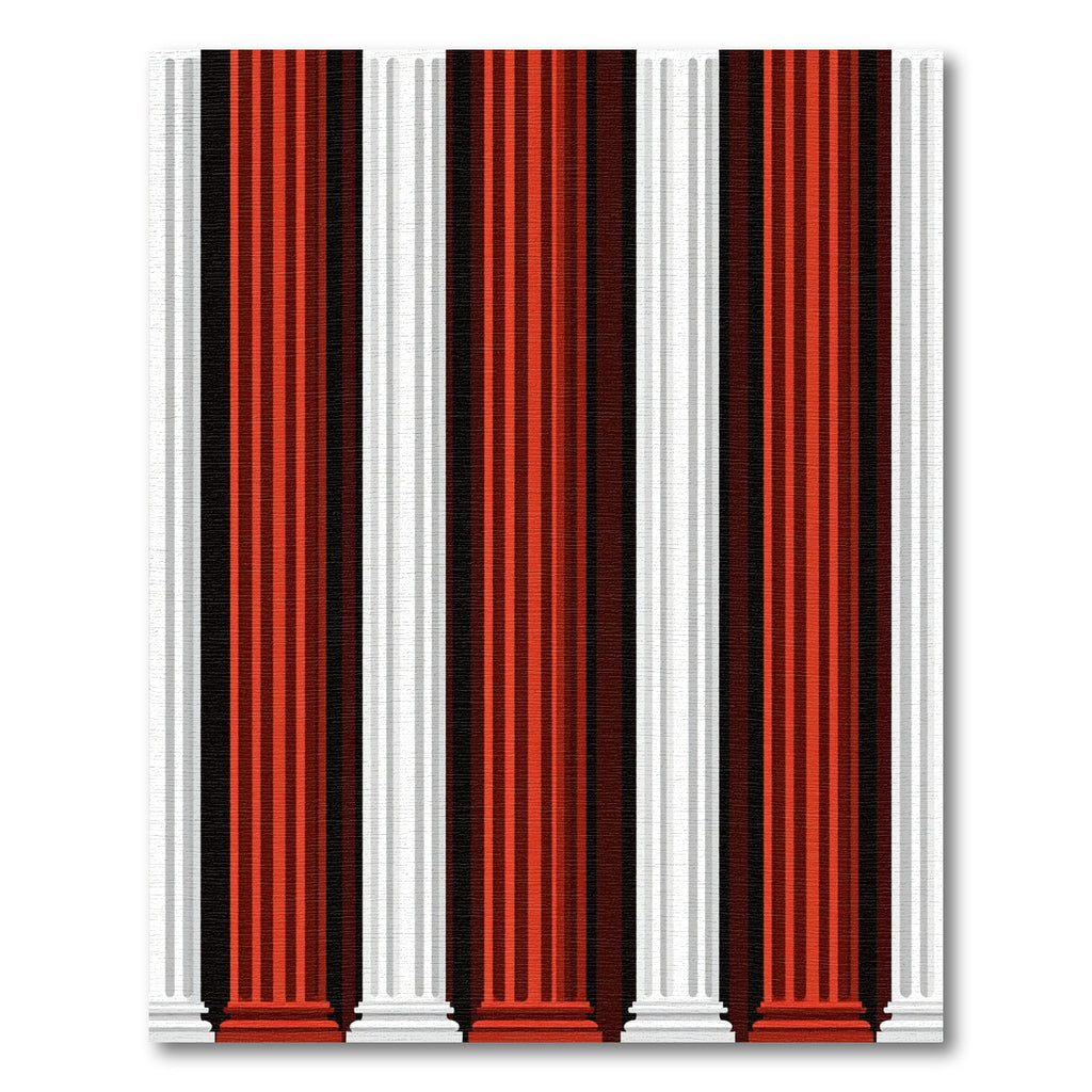 Bold Red White Column Stripe Rug
