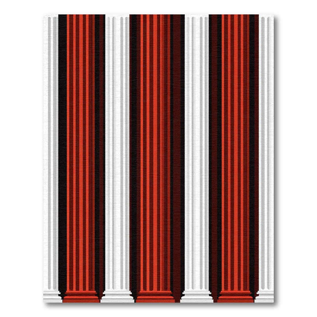 Bold Red White Column Stripe Rug